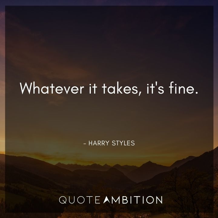 Harry Styles Quote - Whatever it takes, it's fine.