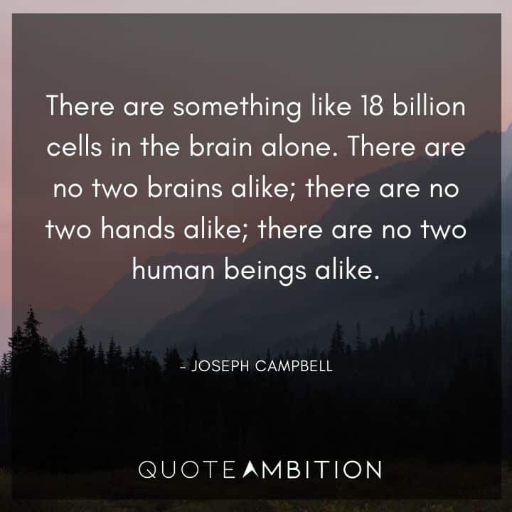 Joseph Campbell Quote - There are something like 18 billion cells in the brain alone. 