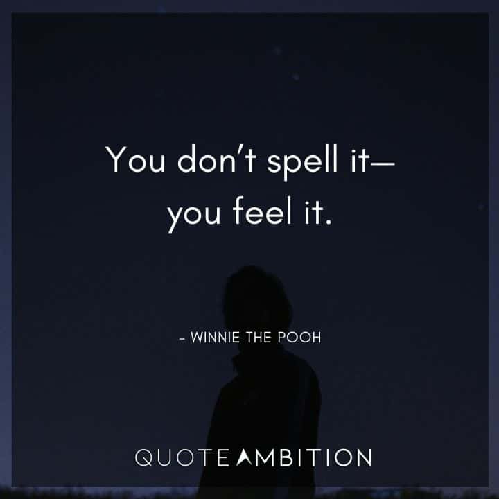 Winnie The Pooh Quote - You don't spell it - you feel it. 
