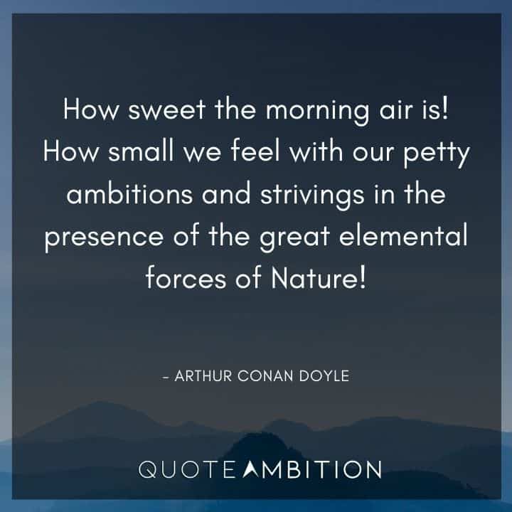 Arthur Conan Doyle Quotes - How small we feel with our petty ambitions and strivings in the presence of the great elemental forces of Nature!